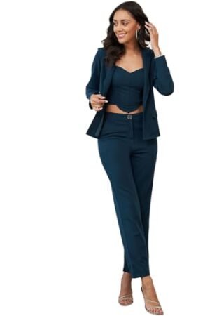 PoshBery Teal Three Piece Blazer Co-Ord Set
