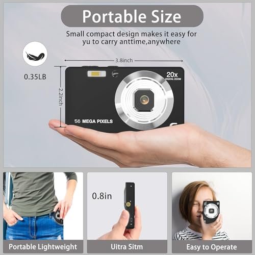 Digital Camera, 4K Ultra HD Cameras for Photography, Digital Point and Shoot Camera with 56Mp Autofocus 20X Zoom Anti Shake - Image 2