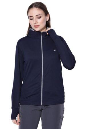 BLUE TYGA SUNSCREEN JACKET Women's Travel Nylon Solid Plain Sports Summer Gym Workout Running Travel Trekking and Sunscreen jacket