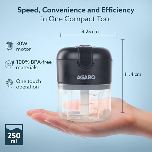 AGARO Elite Rechargeable Mini Electric Chopper, Food Grade Bow - Image 2