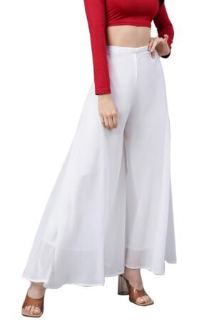 RATAN Women’s Georgette Flared Freesize Sharara Palazzo Pant (One Size)