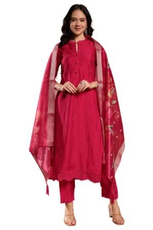 Viscose Silk Schiffily Kurta Set with Dupatta