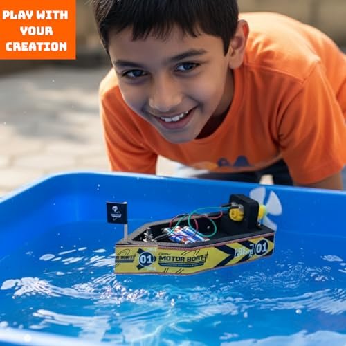 e Cre8v Motor Boat DIY Kit - Solid Build Electronics for Kids, No Soldering, Floats, Plug & Play - Image 2
