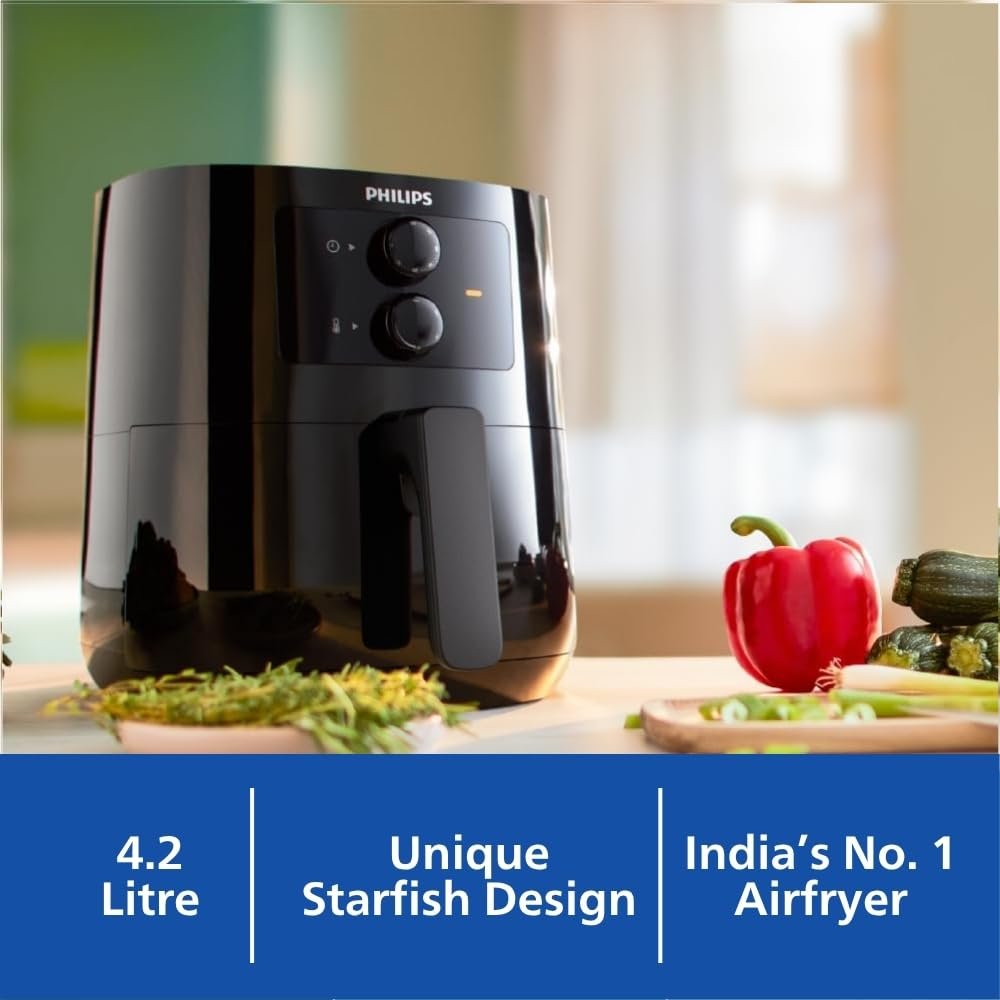 PHILIPS Air fryer for Home, 4.1 Liter, with RapidAir Technology (Black), with additional 1 Yr Warranty by Philips, - Image 2