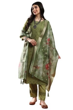 SHOPPING QUEEN Women's Viscose Silk Embroidered Kurta Set with Dupatta