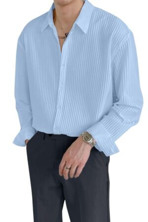 Men's Formal Button Down Shirt – Slim Fit Polycotton Shirt's for Men | Textured Full Sleeve| Business & Meeting