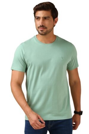 Van Heusen Men's Cotton Regular Fit Solid T-Shirt Crew Neck, Short Sleeves