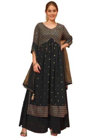 Georgette Embroidered Kurta and Palazzo Set