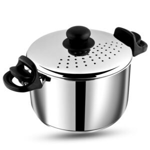 Vinod Stainless Steel Rice Pot with Strainer Lid - 4 litres | Noodles & Pasta Steamer, Rice Maker Cooker & Veggies Boiler with Locking
