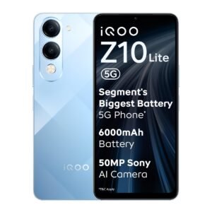 iQOO Z10 Lite 5G (Titanium Blue, 8GB RAM, 256GB Storage) | 6000 mAh Battery | Dimensity 6300 5G Processor with 433K+* AnTuTu Score