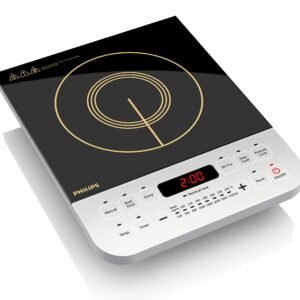 Philips Viva Collection HD4928/01 2100-Watt Induction Cooktop, Soft Touch Button with Crystal Glass