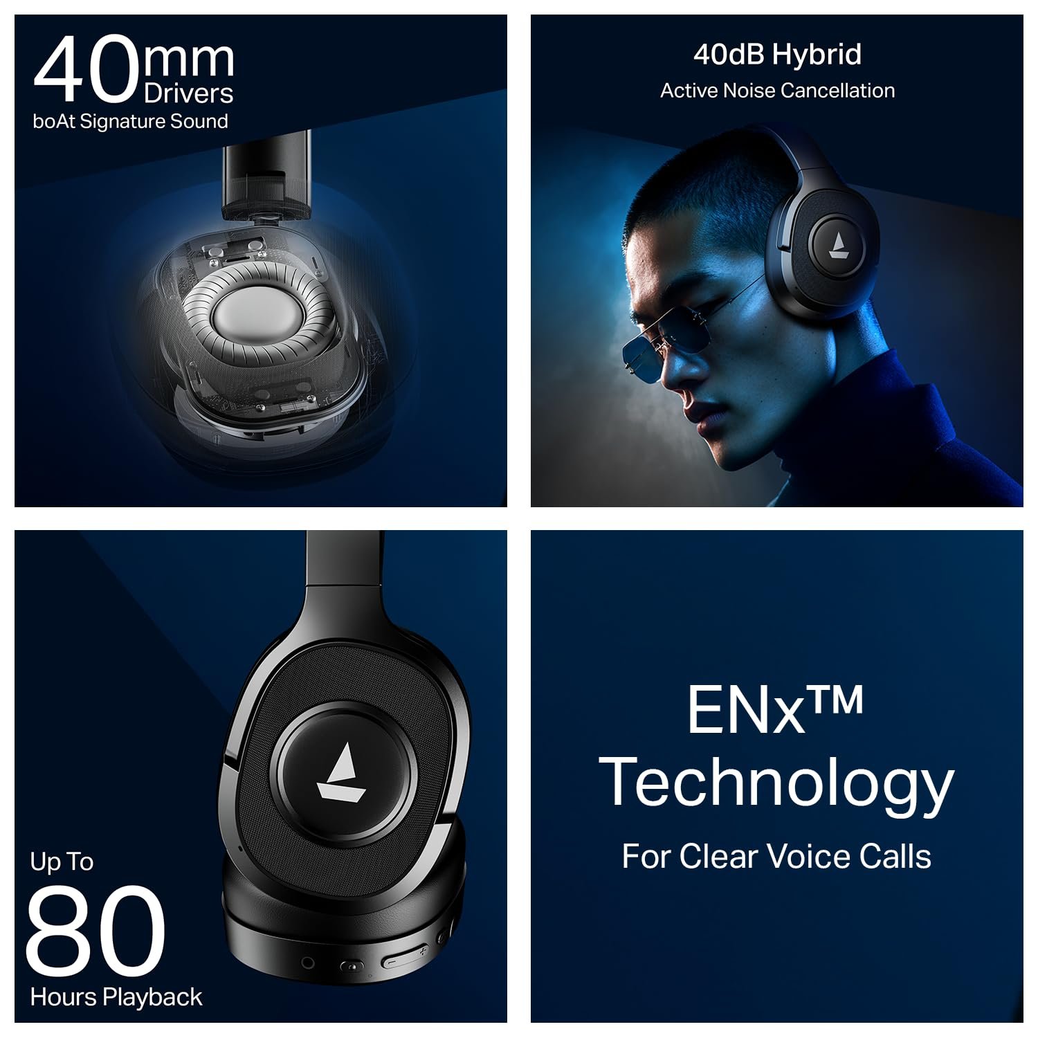 boAt Rockerz 550/Rockerz 558 Over Ear Bluetooth Headphones with Upto 20 Hours Playback - Image 3