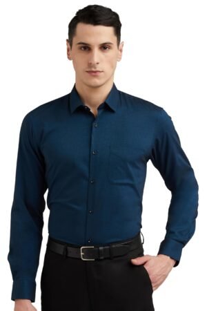 Peter England Men's Everyday Solid Slim Fit Full Sleeve Formal Shirt | Cotton-Rich