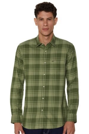 Peter England Men's Checkered Cotton Shirt | Smart Casual | Full Sleeves