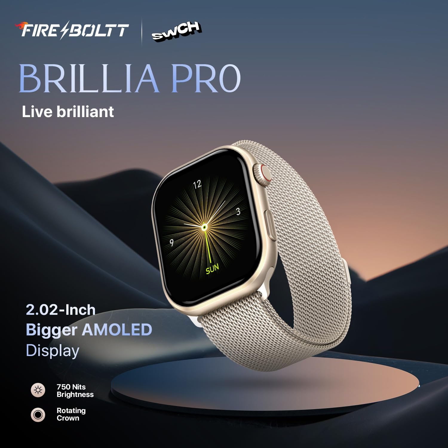 Fire-Boltt Brillia Smart Watch 2.02” AMOLED Display, Bluetooth Calling - Image 2