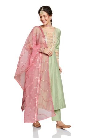 Embroidered Anarkali Kurta Set with Organza Dupatta