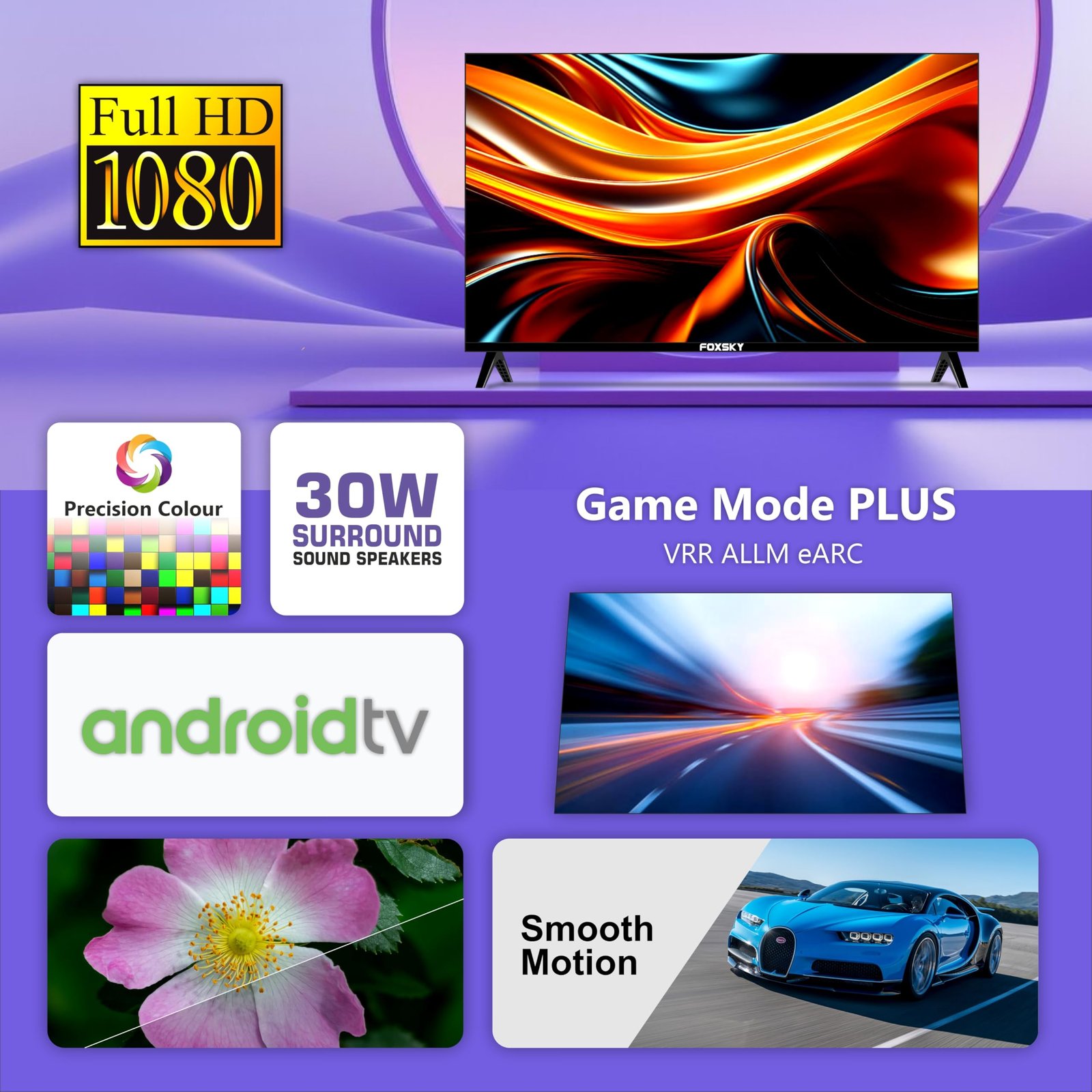 Foxsky 108 cm (43 inches) Full HD Smart LED TV 43FS-VS (Black) - Image 2