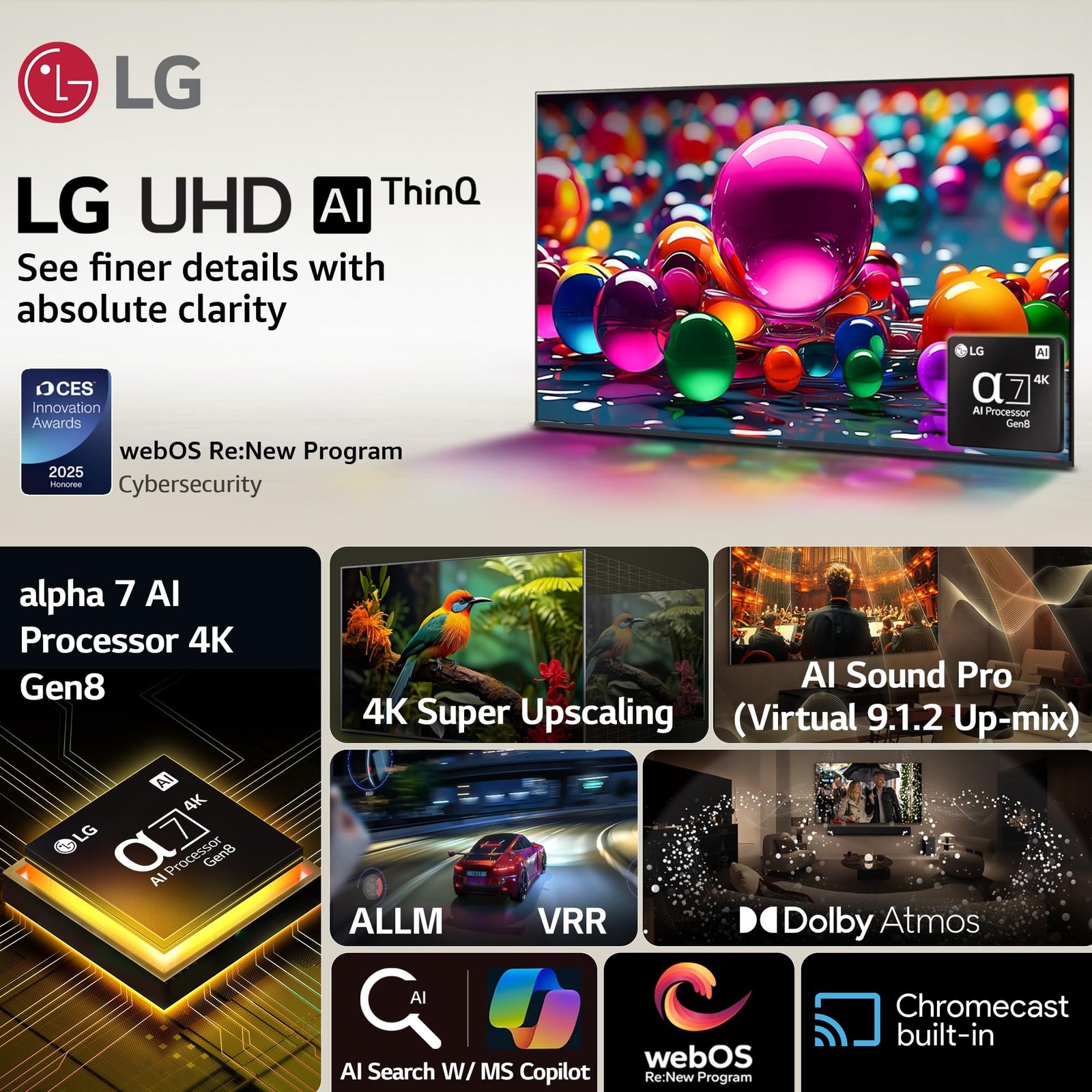 LG 139 cm (55 inches) UA82 Series 4K Ultra HD (3840 x 2160) Smart webOS LED TV 55UA82006LA - Image 2