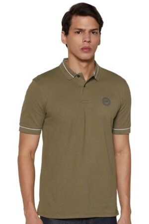 Peter England Men's Regular Fit Insignia Half Sleeve Polo T-Shirt