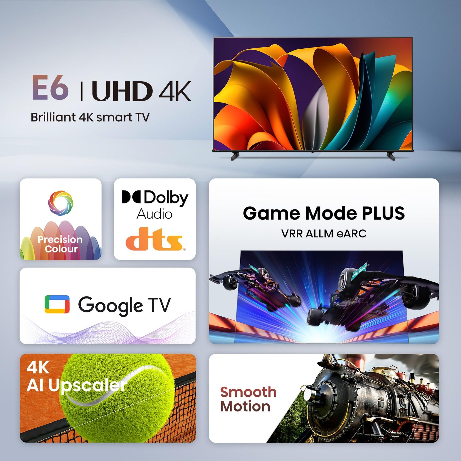 Hisense 108 cm (43 inches) E6N Series 4K Ultra HD Smart LED Google TV 43E6N (Black) - Image 2