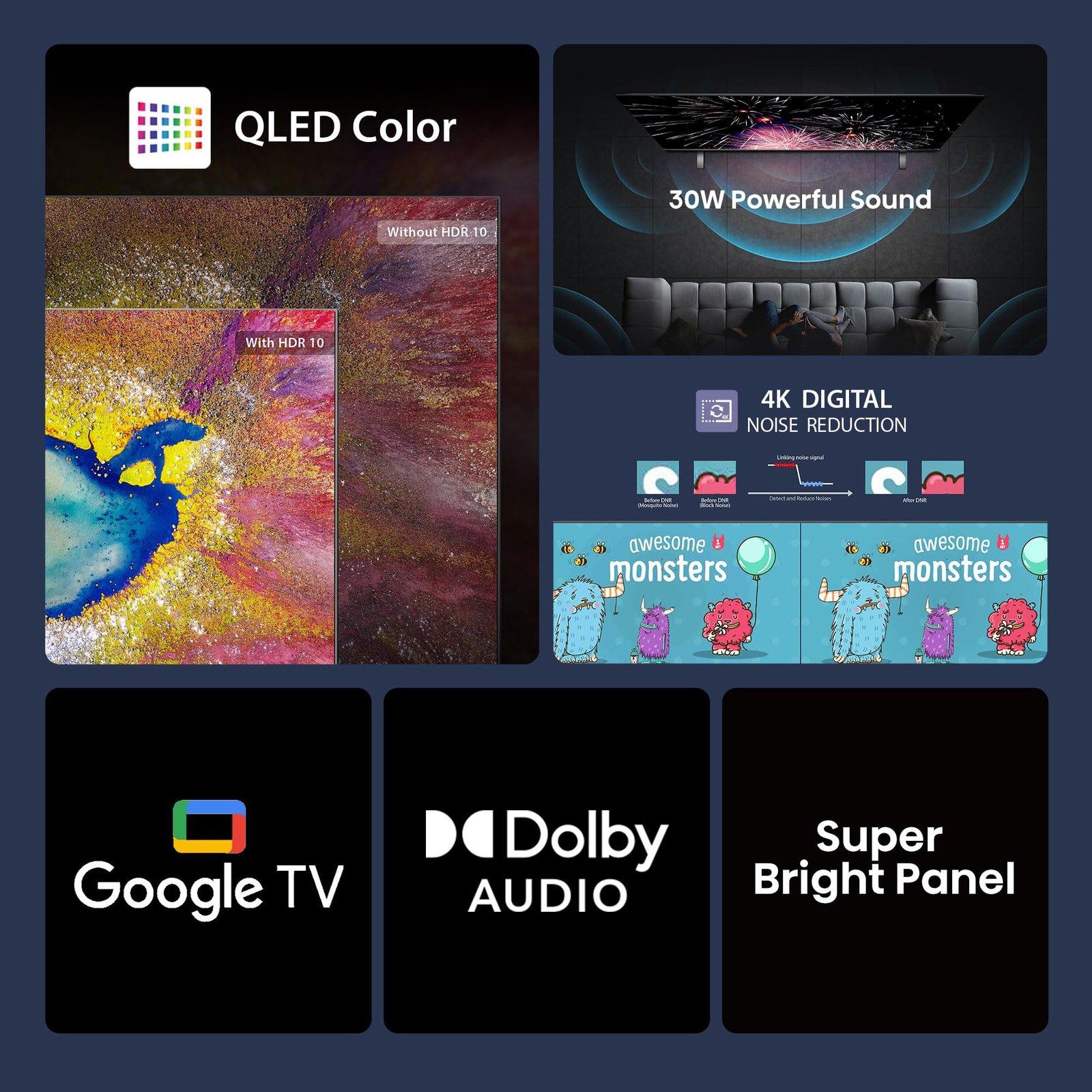 TOSHIBA 108 cm (43 inches) E38RP Series Full HD Ready Smart QLED Google TV 43E38RP - Image 2