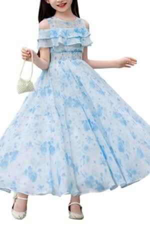 Elegant Pink Maxi Frock for Girls Stylish Georgette Dress for Kids 5 to 12 Years Ideal for Parties