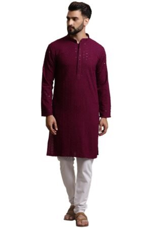 SOJANYA Timeless Traditions (Since 1958) Men’s Pure Cotton Sequin Embroidered Kurta Pyjama Set