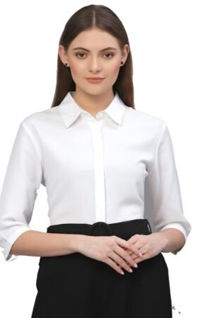 Style Quotient Women Solid Beige Regular Fit Flex Formal Shirt
