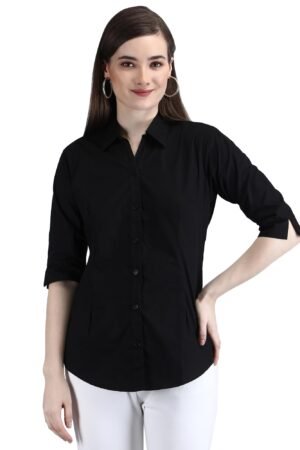 CINDERS Women's Cotton Casual Regular Fit Extra Comfort 3/4 Sleeve Formal Shirt for Any Occasions