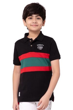 Alan Jones Clothing Boy's Cotton Regular Fit Colorblock Polo T-Shirt