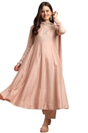 MOKOSH Women's Silk Anarkali & Pant with Dupatta Set (DCAT-417)