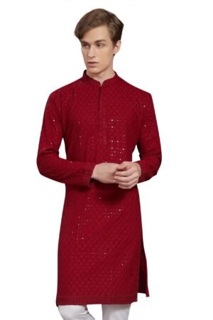 DIVISIVE Men's Sequince Embroidered Cotton Blend Only Slim Fit Kurta