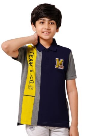 Alan Jones Clothing Boy's Cotton Regular Fit Colorblock Polo T-Shirt