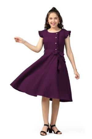 Dream Girls Solid Knee Length Dress|Girl Dress|Kids Dress|Modern Dress for Girls|Girls Clothing